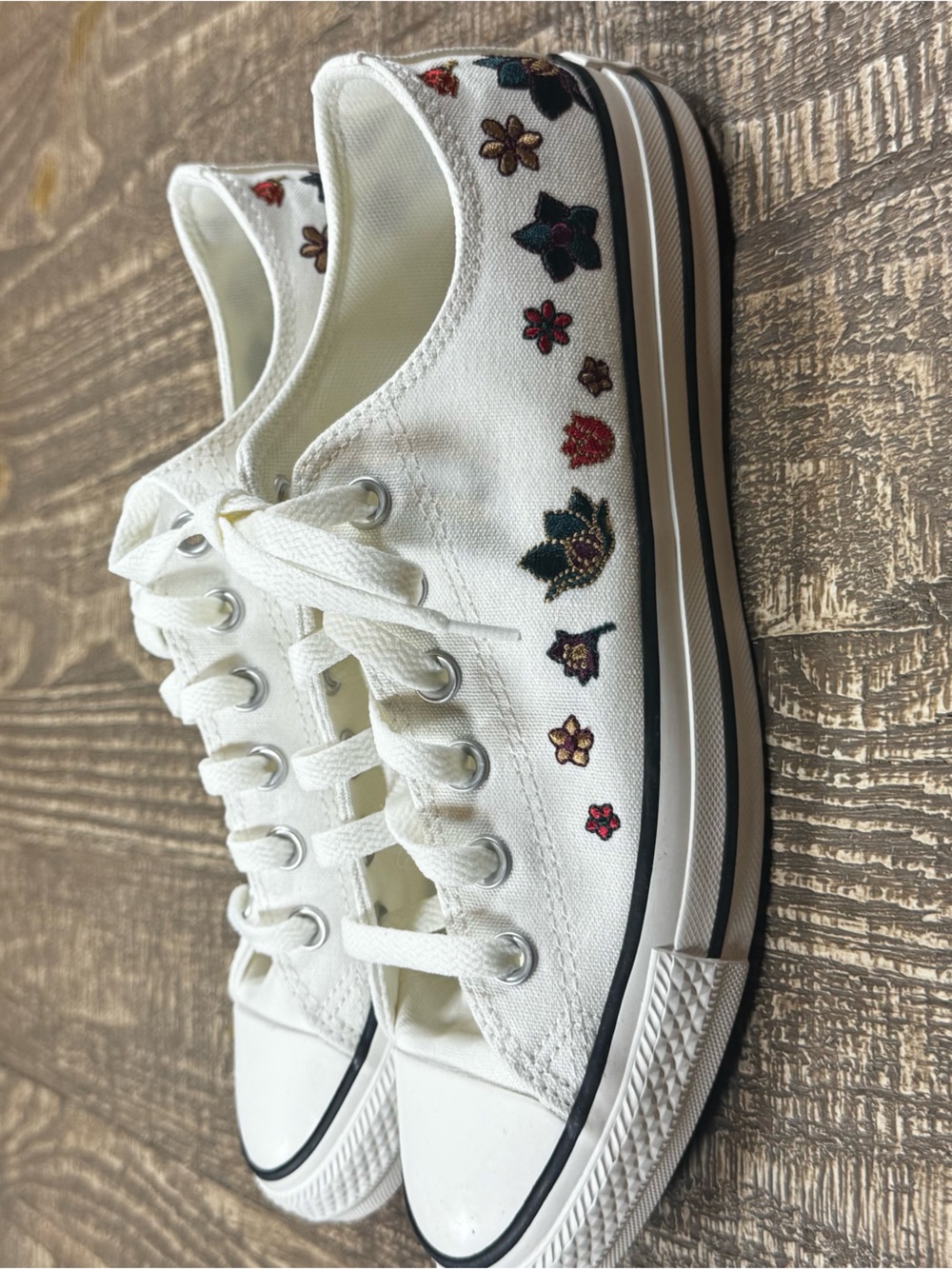 Converse ALL STAR CHUCK TAYLOR Krem Floral Sneakers W9.5 NWOT - Picture 11 of 15